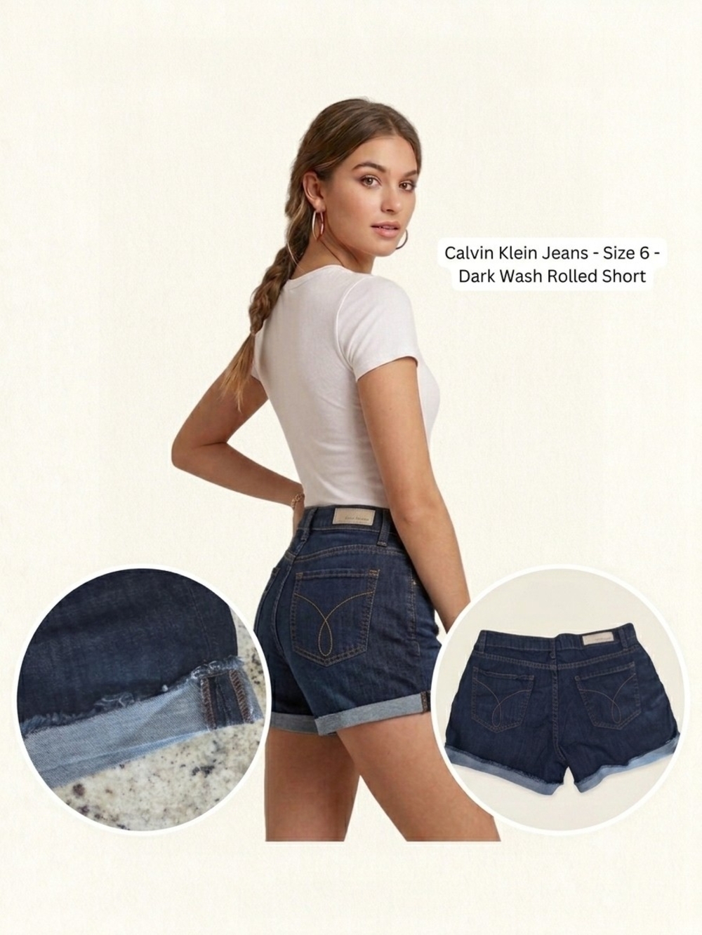 Calvin Klein Jeans Dark Wash Cutoff Denim Shorts 6